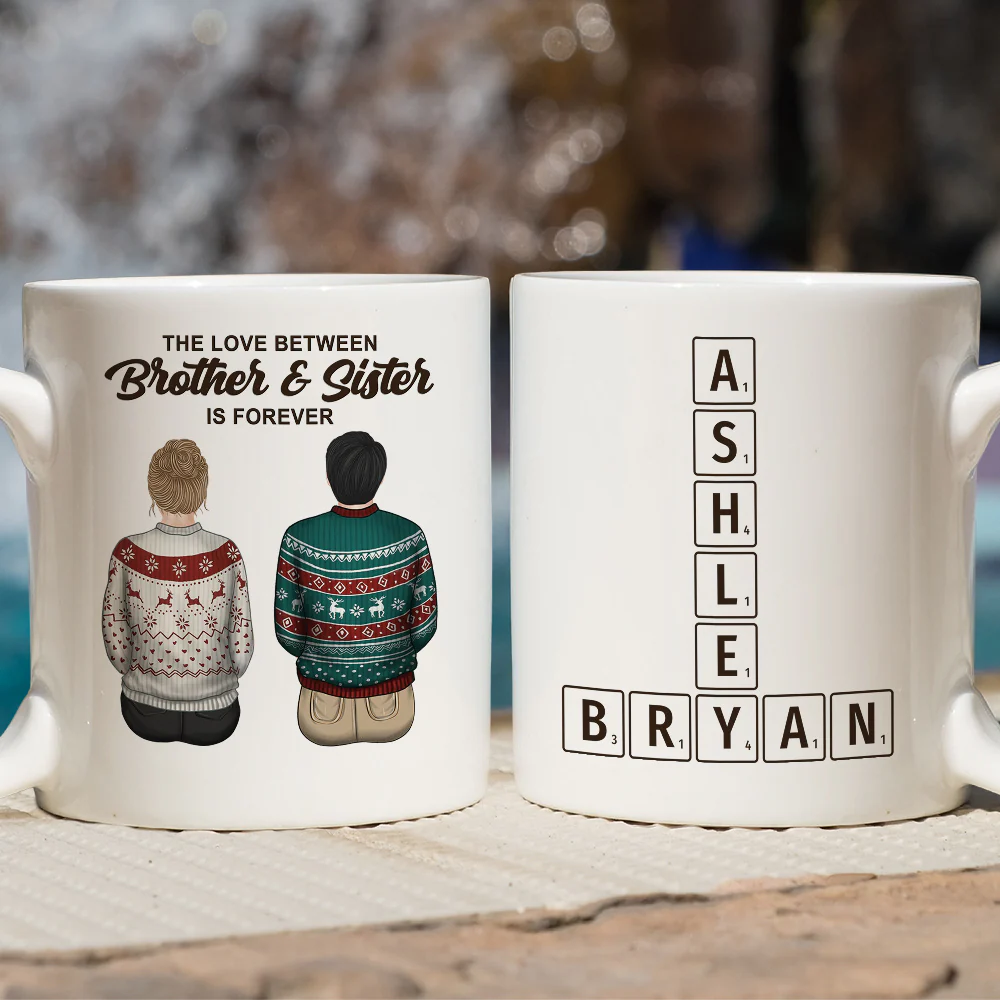 Brothers And Sisters Link Forever Crossword - Personalized Custom Coffee Mug - Image 2
