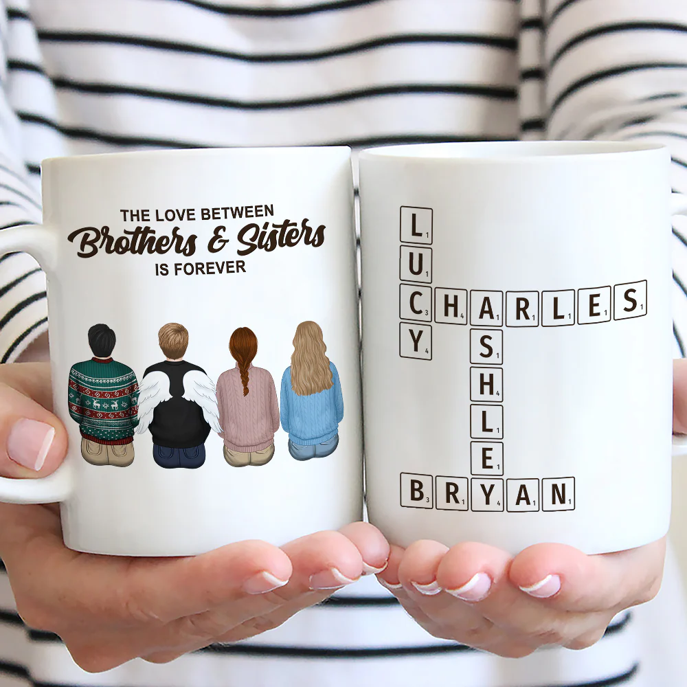 Brothers And Sisters Link Forever Crossword - Personalized Custom Coffee Mug - Image 4