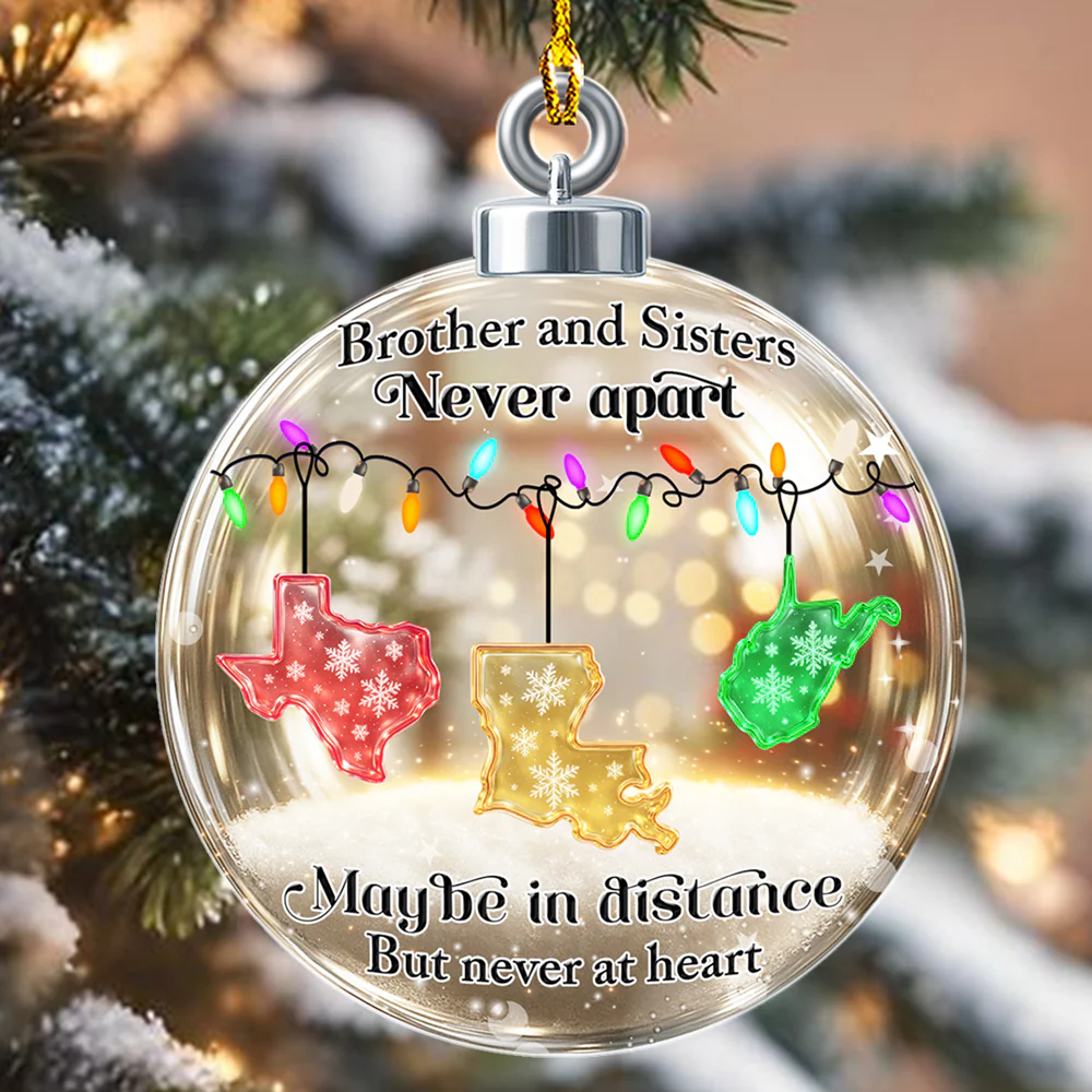 Brothers And Sisters Never Apart - Personalized Custom Acrylic Ornament - Image 4
