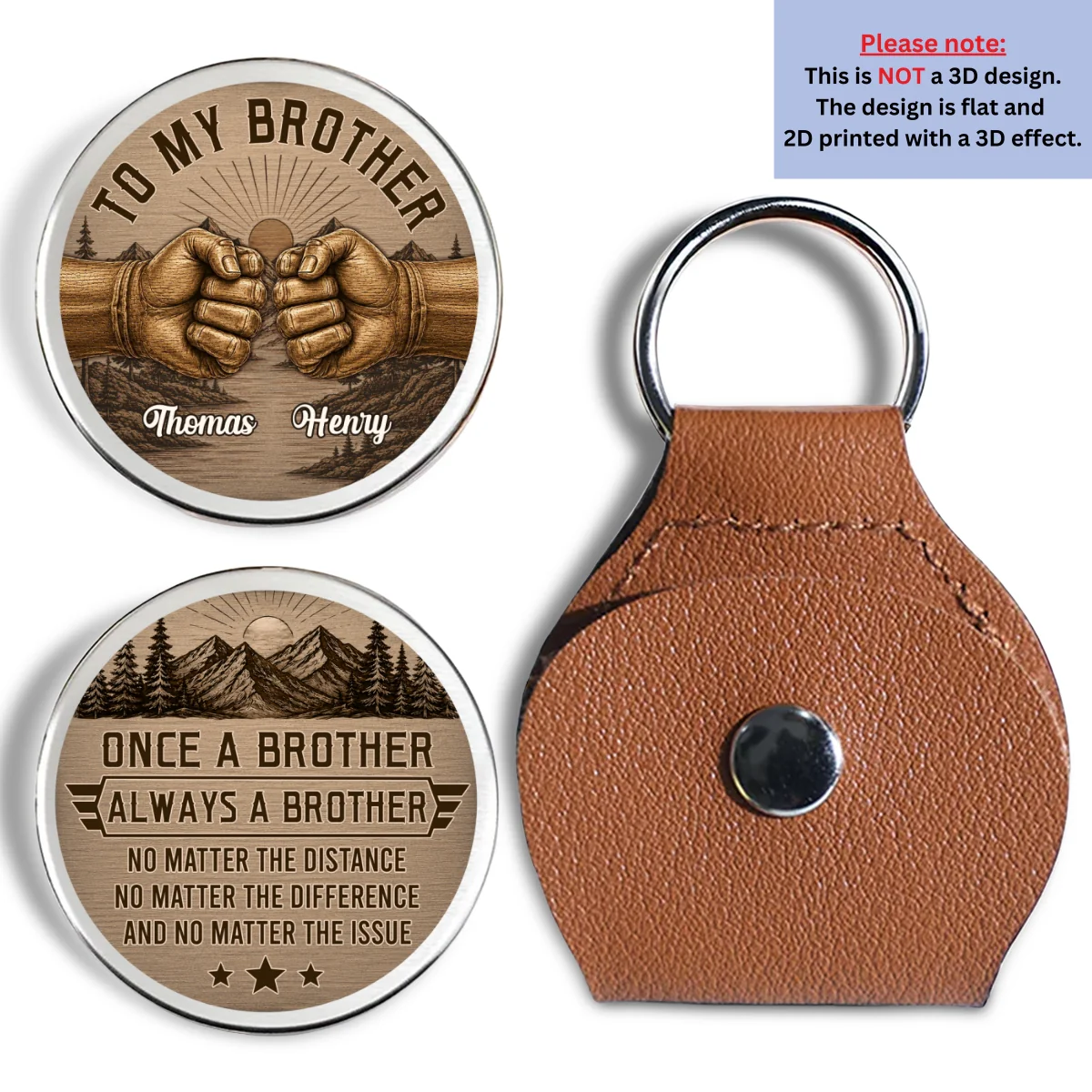 Brothers By Birth Always - Personalized Custom Pocket Hug - Image 6