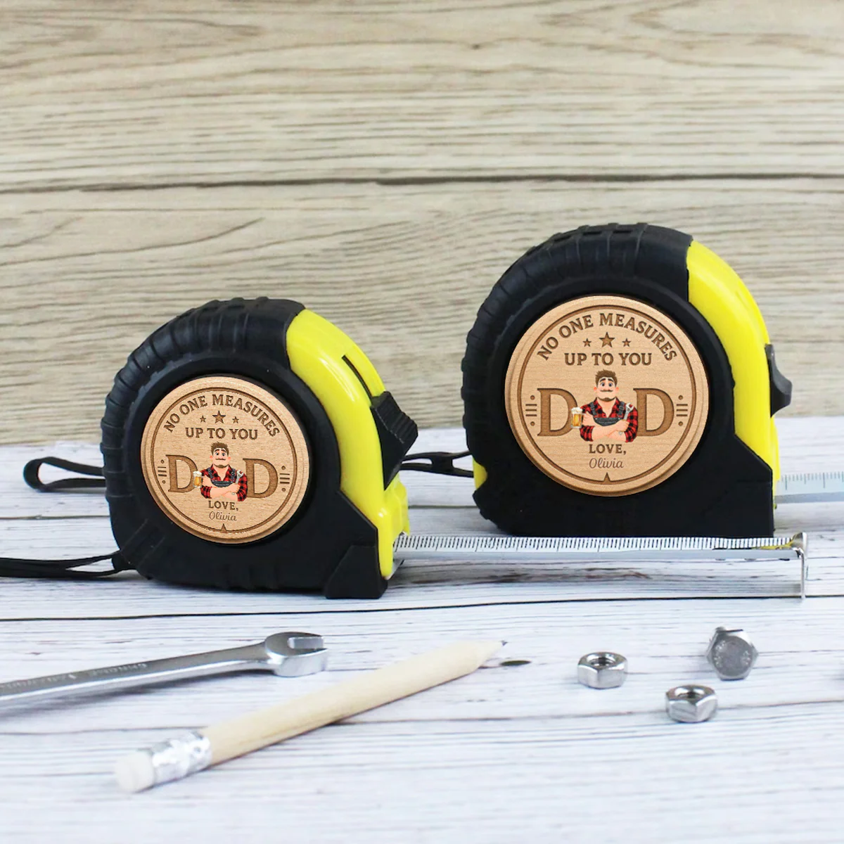 Built With Love Dad - Personalized Custom Tape Measure - Image 2