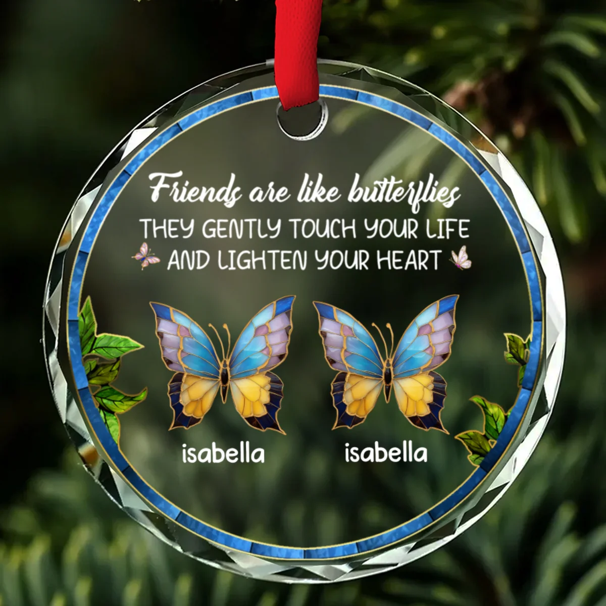 Butterfly Friends - Personalized Custom Glass Ornament