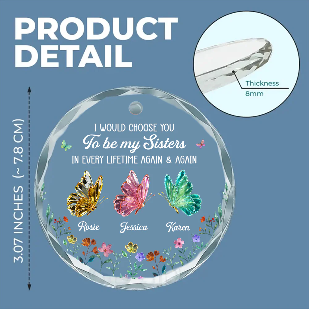 Butterfly Sisters - Personalized Custom Glass Ornament - Image 6