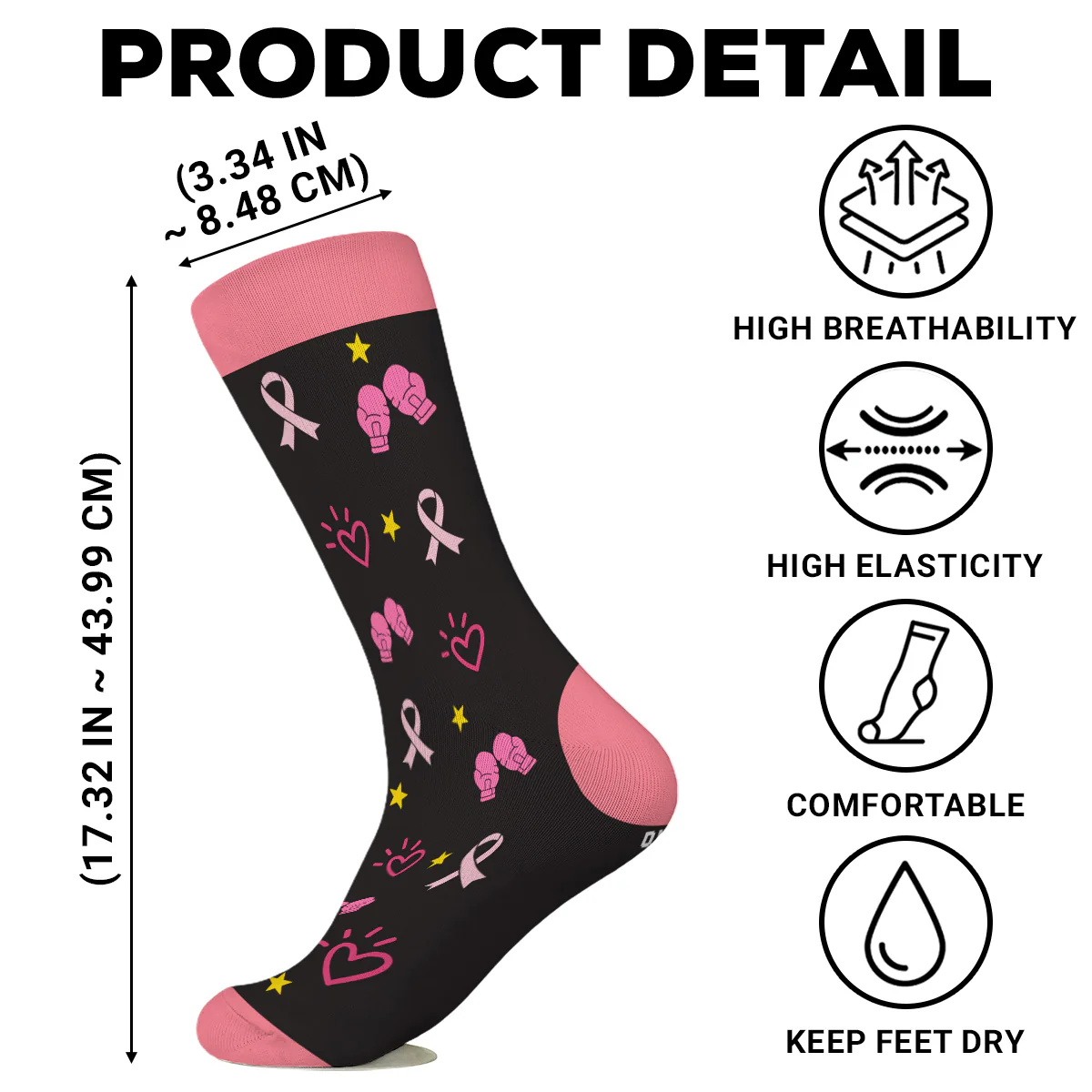 Cancer Picked Wrong Woman - Personalized Custom Crew Socks - Image 6