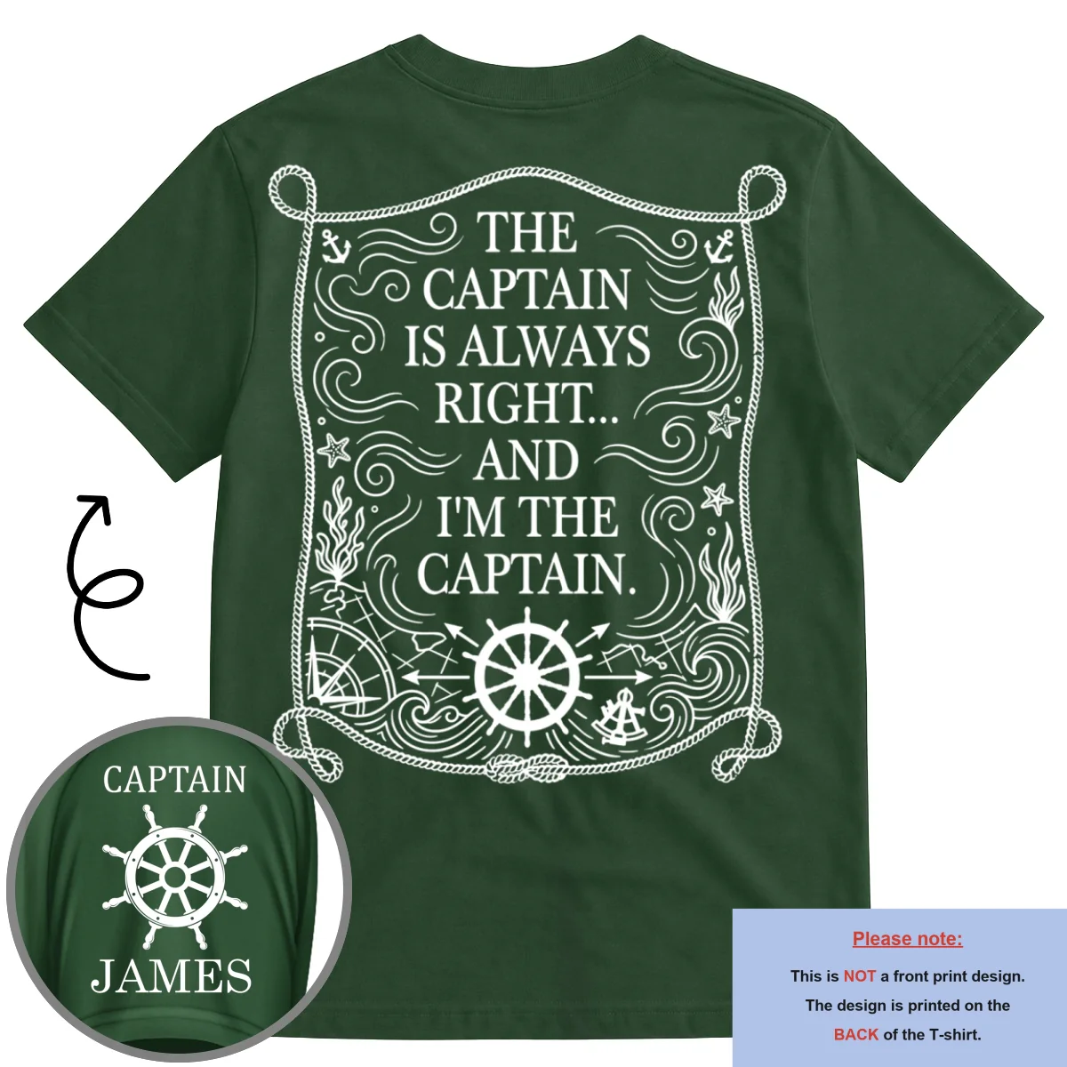 Captain Life Nautical - Personalized Custom Shirt With Design On Sleeve - Image 10