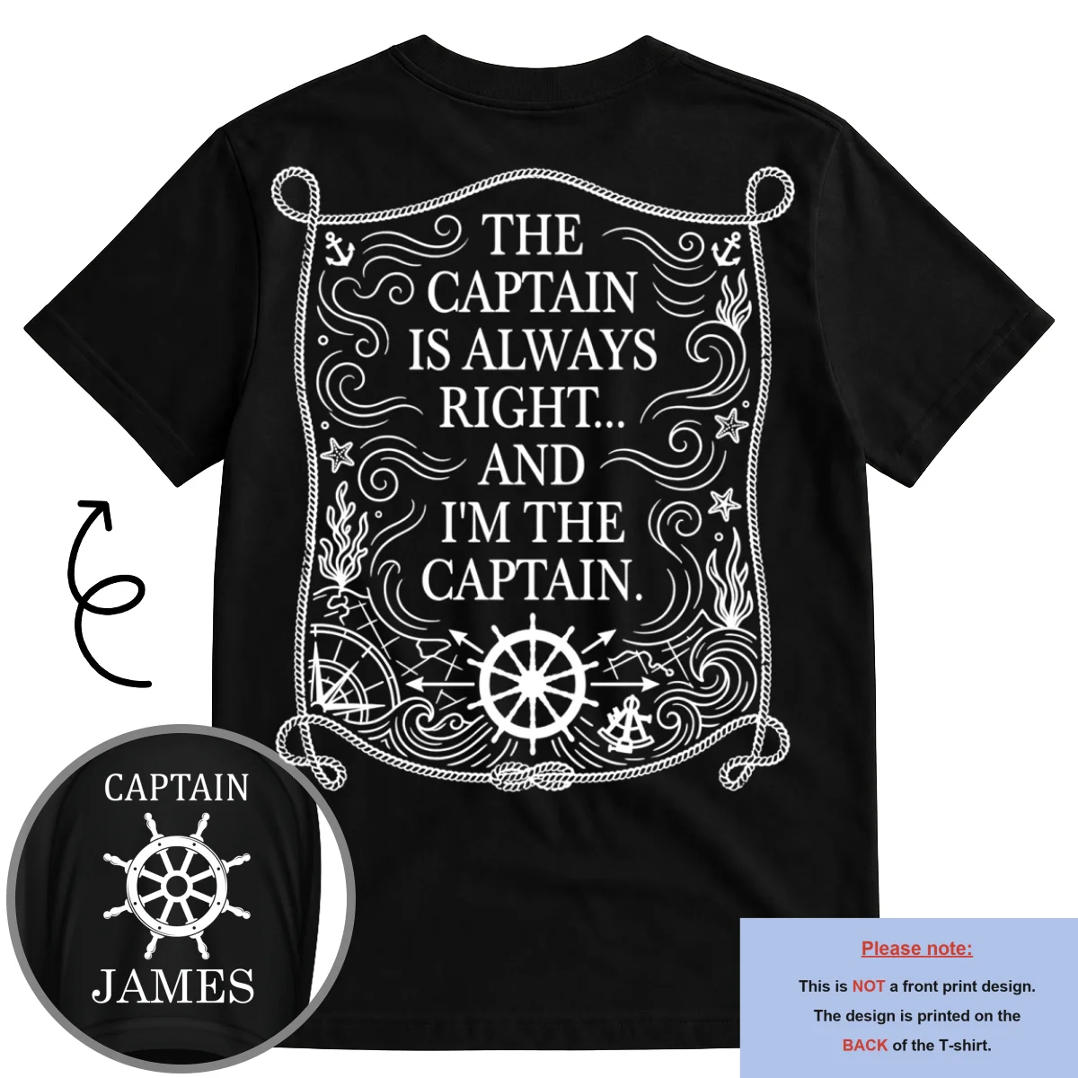 Captain Life Nautical - Personalized Custom Shirt With Design On Sleeve - Image 7