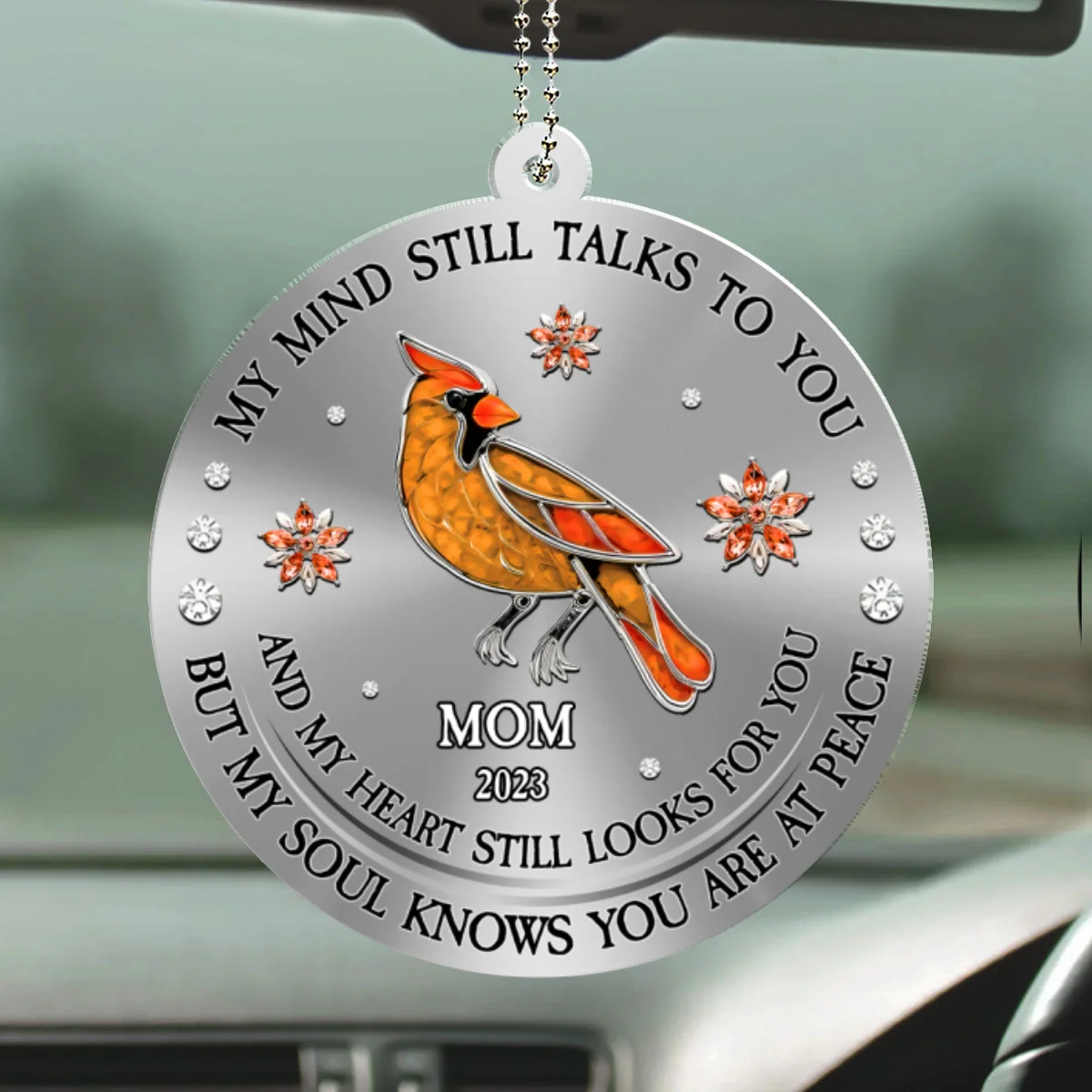 Cardinal Hummingbird My Mind My Heart My Soul Ver 2 - Personalized Custom Car Ornament - Image 4