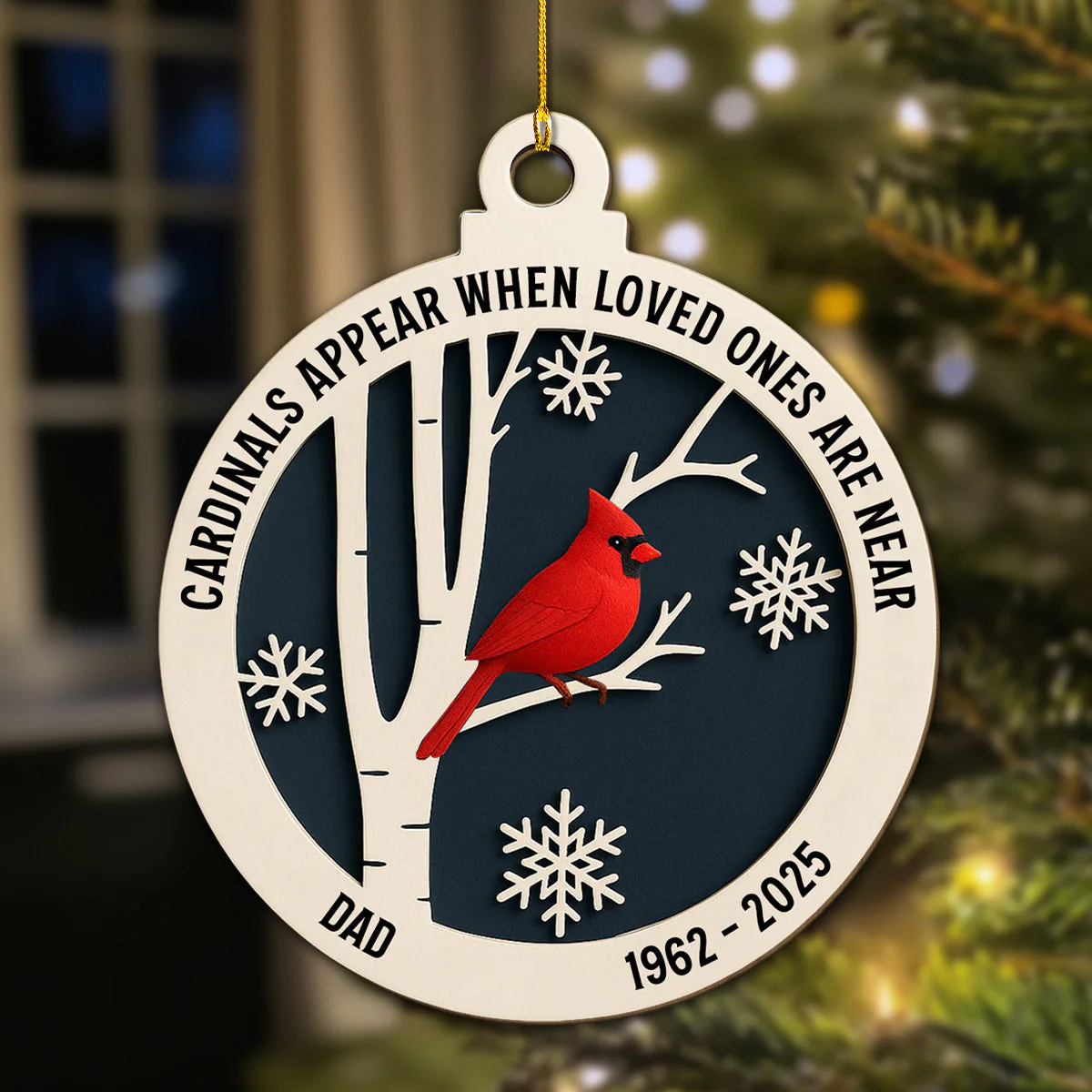 Cardinals Bring Memories Back Home - Personalized Custom 3D Effect Wood Ornament - Image 2