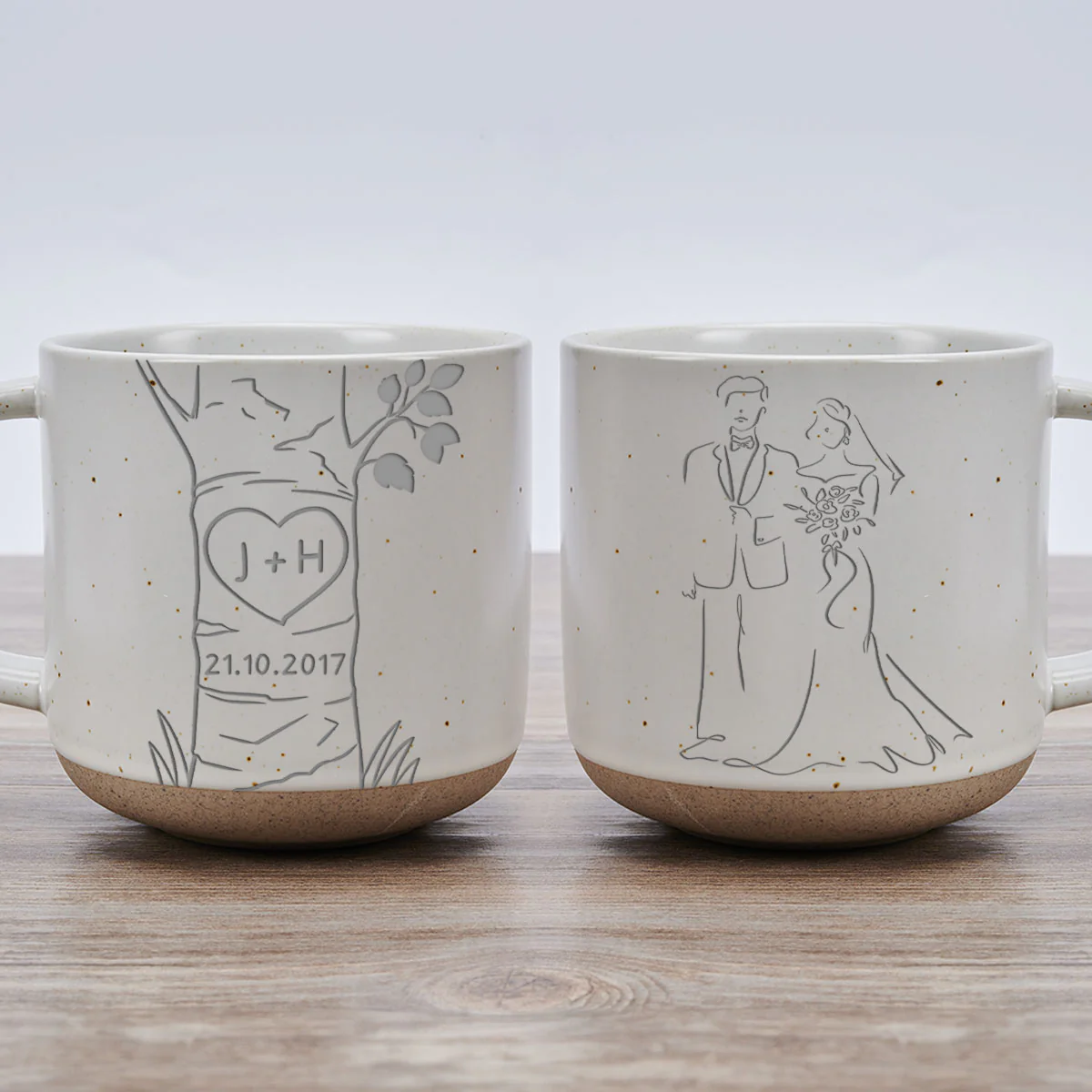 Carved In Love - Personalized Custom Engraved Pottery Mug