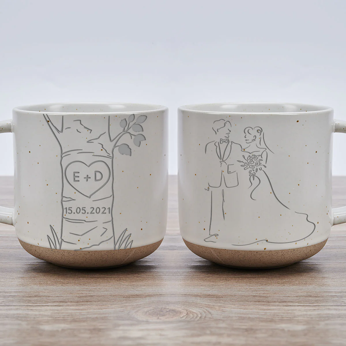 Carved In Love - Personalized Custom Engraved Pottery Mug - Image 3