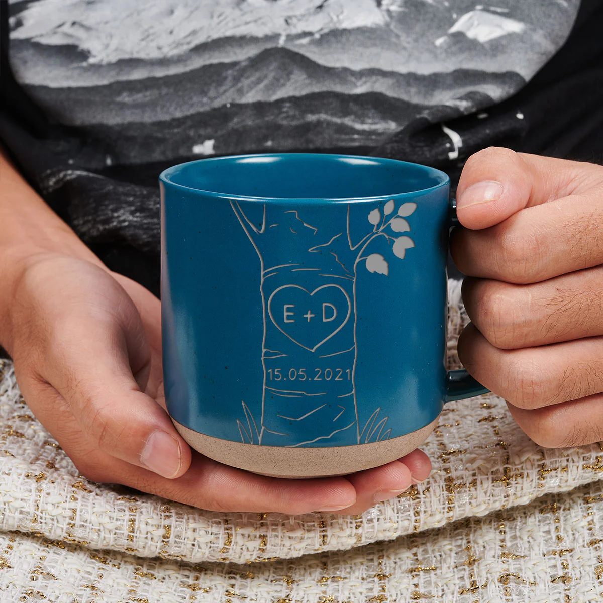 Carved In Love - Personalized Custom Engraved Pottery Mug - Image 5