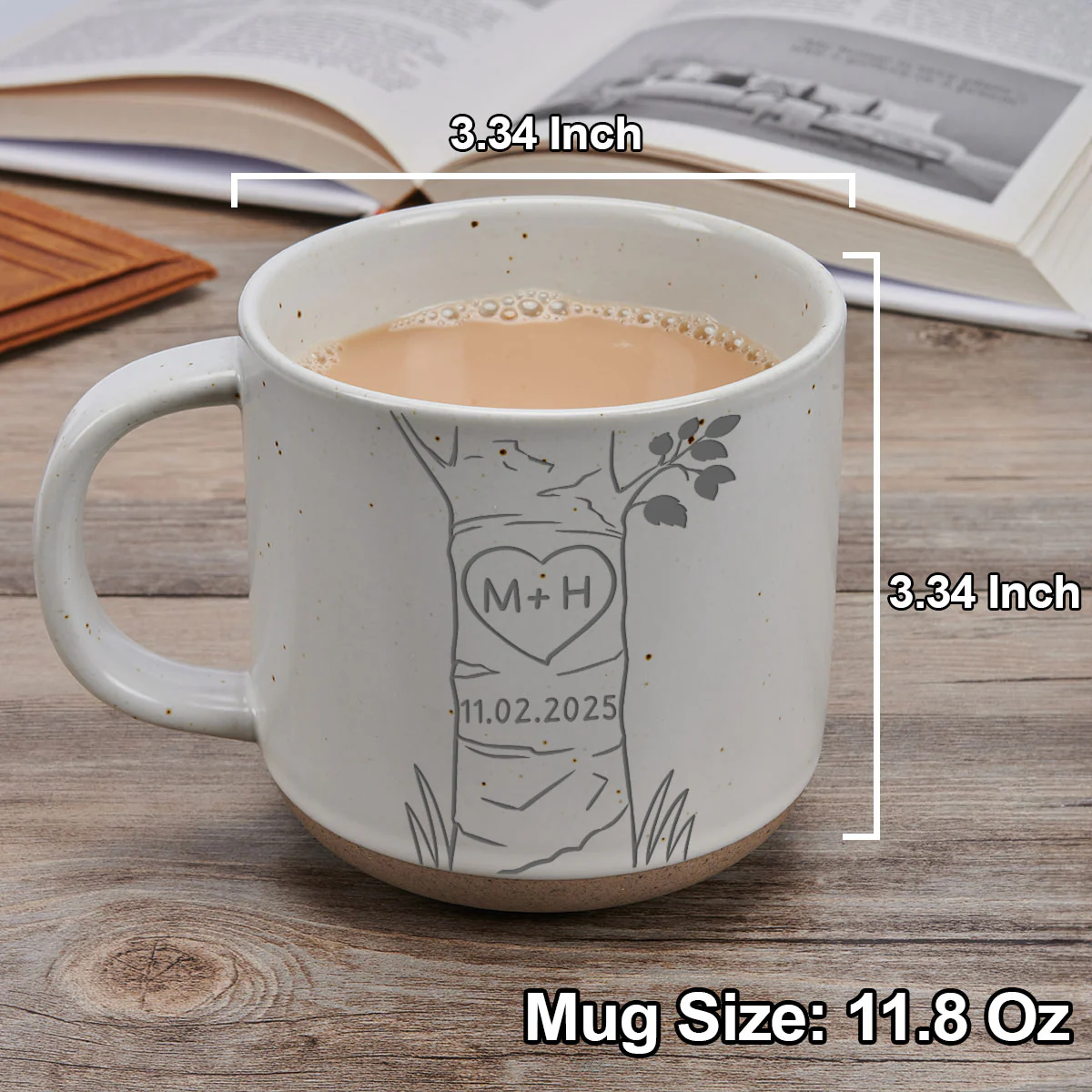 Carved In Love - Personalized Custom Engraved Pottery Mug - Image 6
