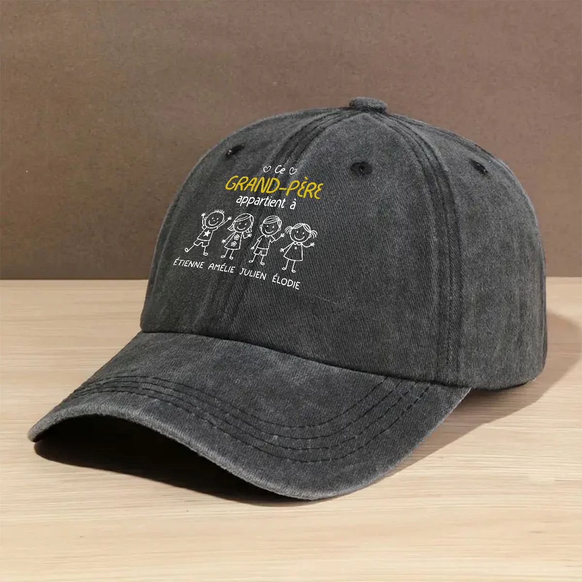 Casquette en Denim Délavé Personnalisée - Ce Papi Nous Appartient - Image 2