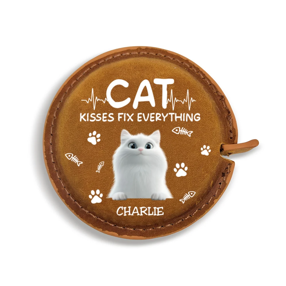 Cat Kisses - Personalized Custom Leather Tape Measure - Image 8