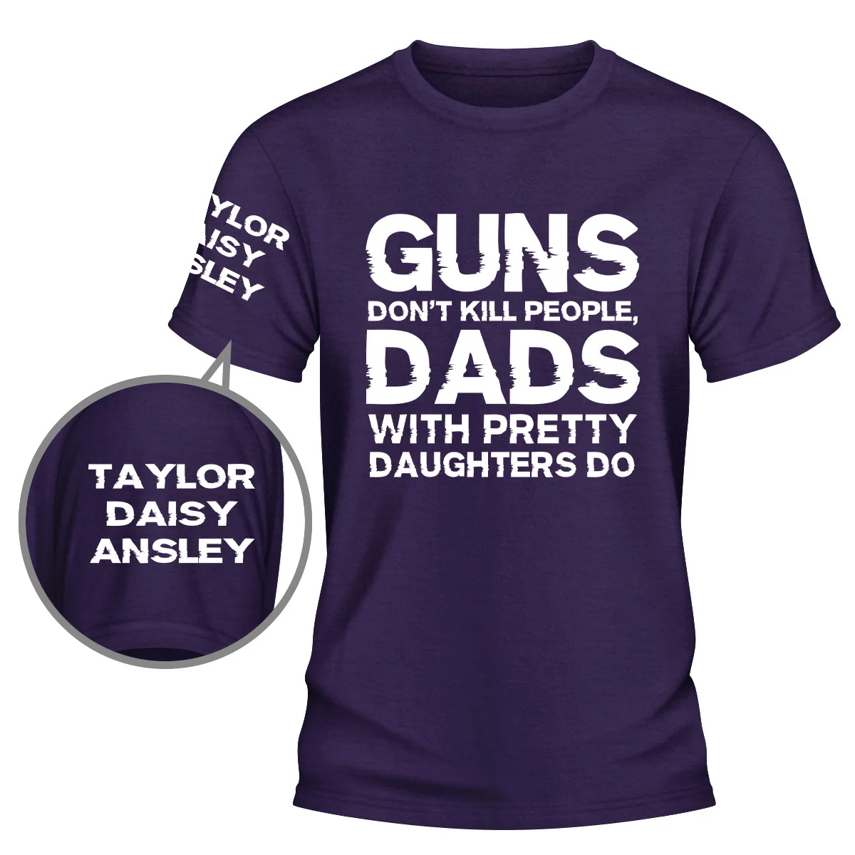 Cautious Of Dads With Daughters - Personalized Custom Shirt With Design On Sleeve - Image 3
