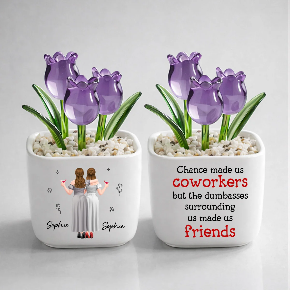 Chance Made Us Coworkers - Personalized Custom Glass Everlasting Tulips - Image 9