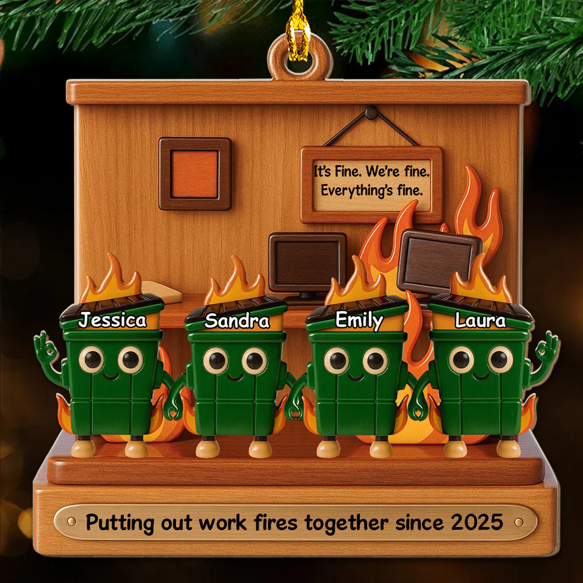 Chaos Crew Since Day One - Personalized Custom 3D Effect Wood Ornament - Image 3