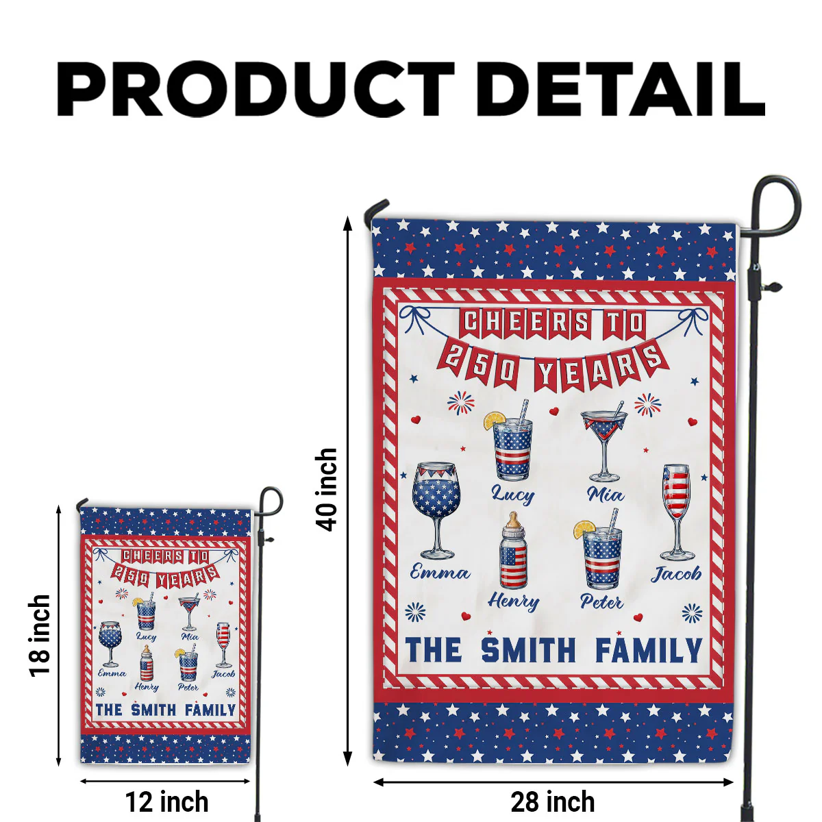 Cheers To 250 Years - Personalized Custom Flag - Image 6