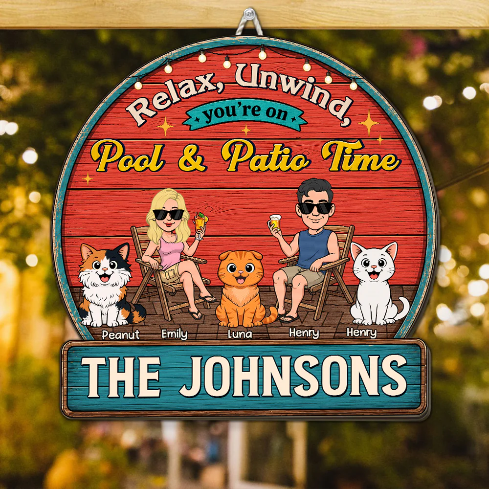 Cheers To Backyard Memories Cat Lovers - Personalized Custom Wood Sign - Image 4