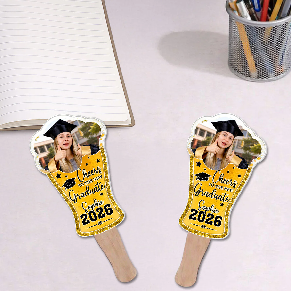Cheers To The New Graduate - Personalized Custom Hand Fan - Image 4