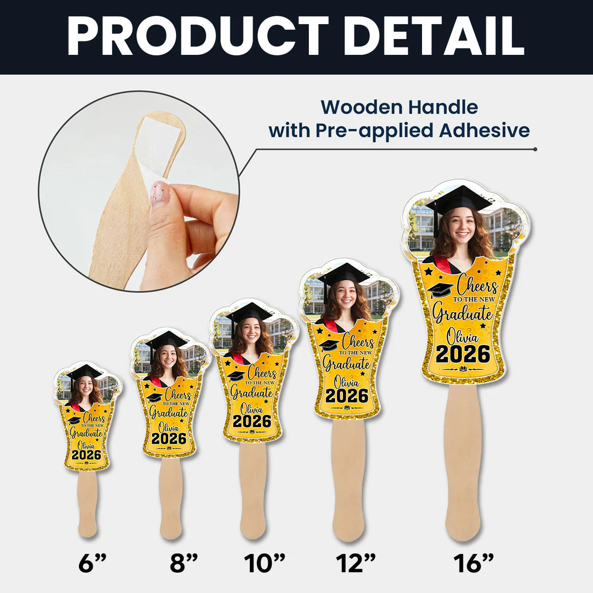Cheers To The New Graduate - Personalized Custom Hand Fan - Image 5