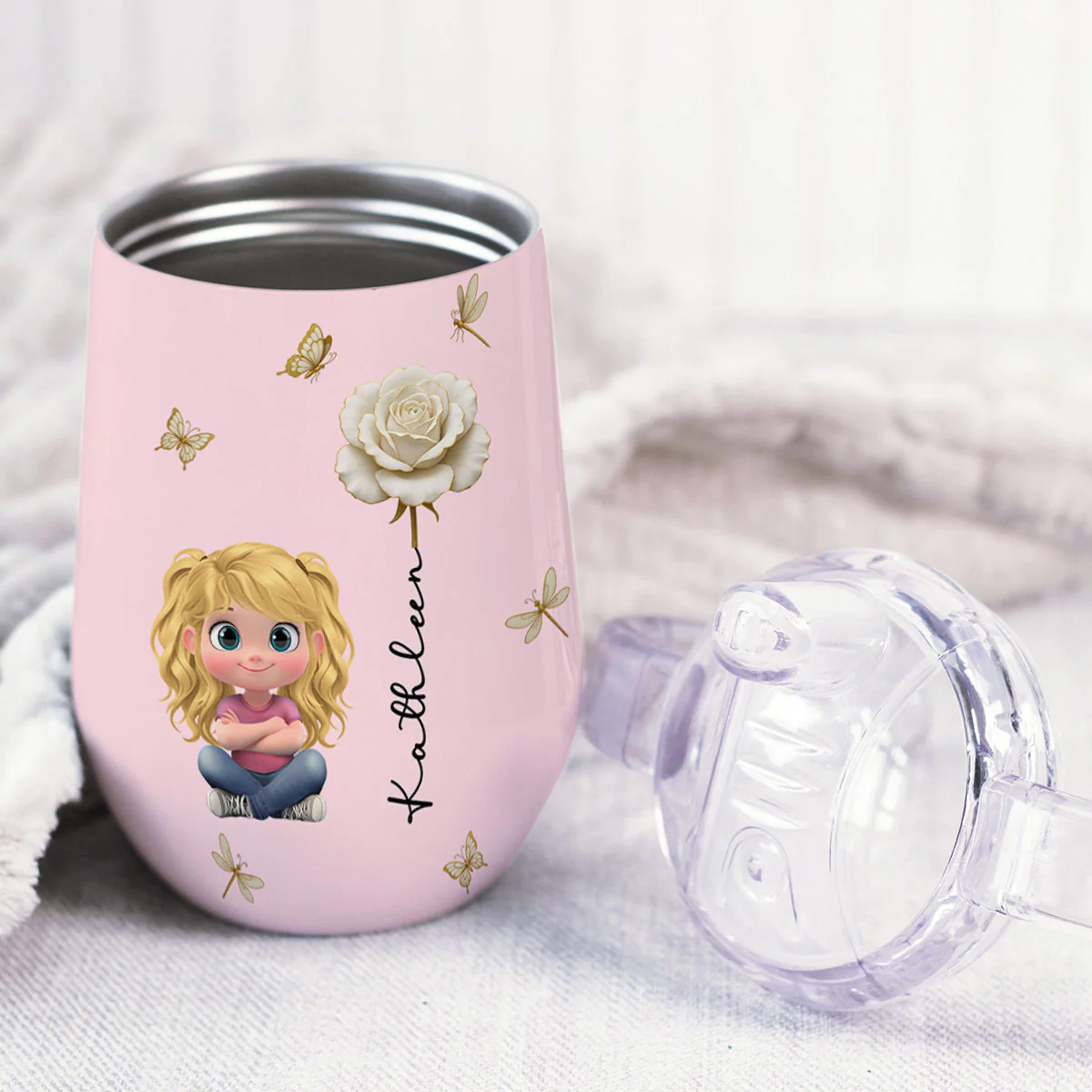 Child Is The Most Beautiful Flower - Personalized Custom Sippy Cup With Handles - Image 2