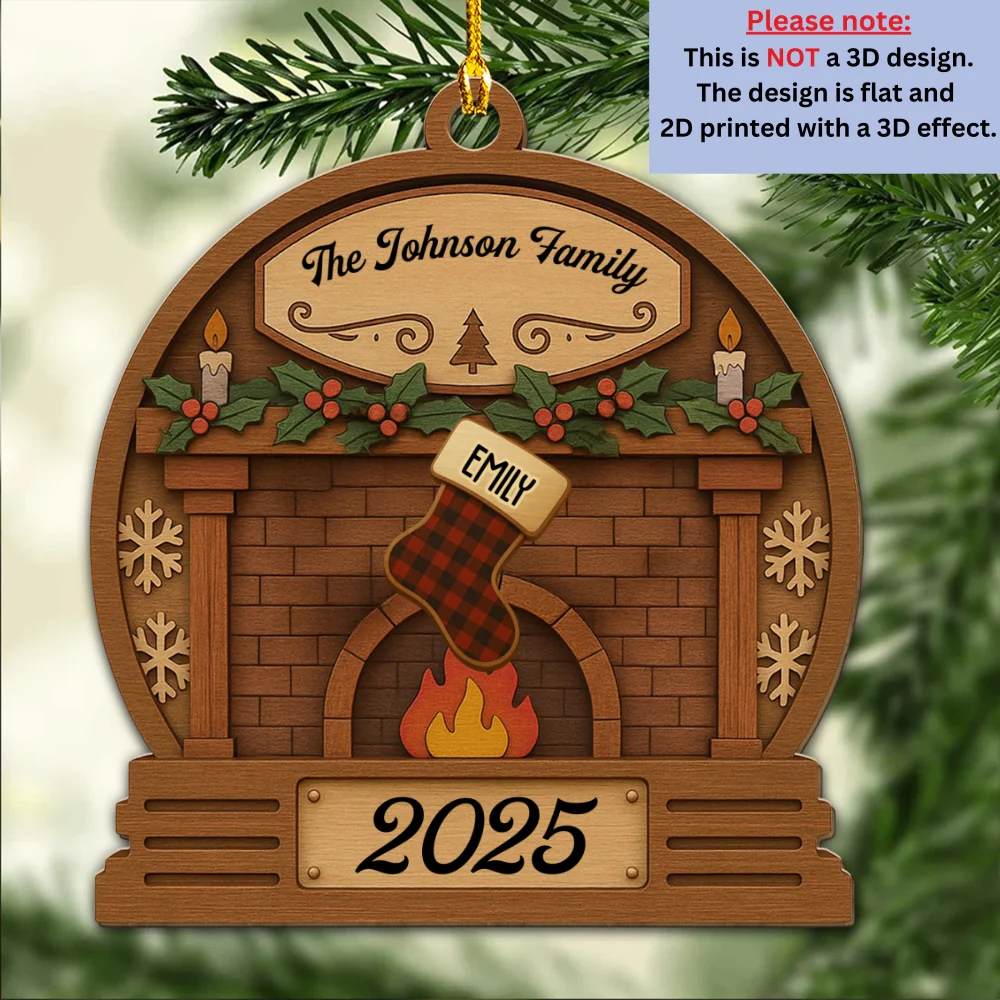 Christmas Eve Stockings - Personalized Custom Wood Ornament - Image 5