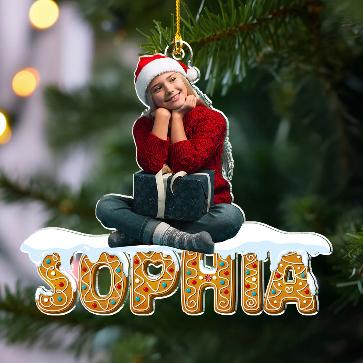 Christmas Name With Photo - Personalized Custom Acrylic Ornament - Image 2