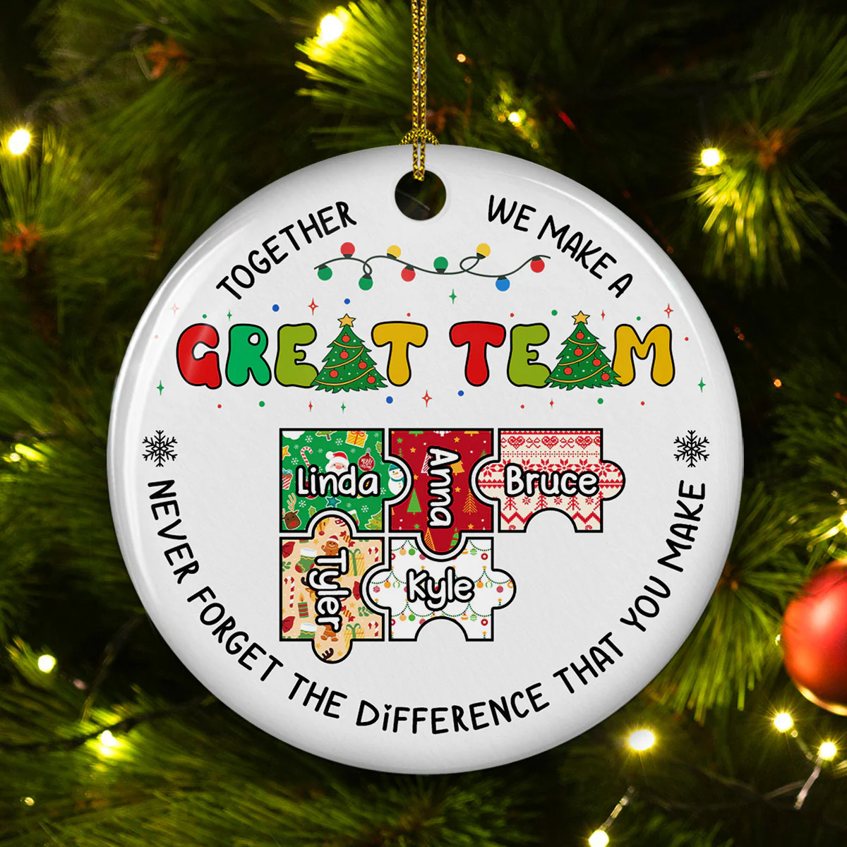 Christmas Shines Brighter With You - Personalized Custom Ceramic Ornament - Image 4
