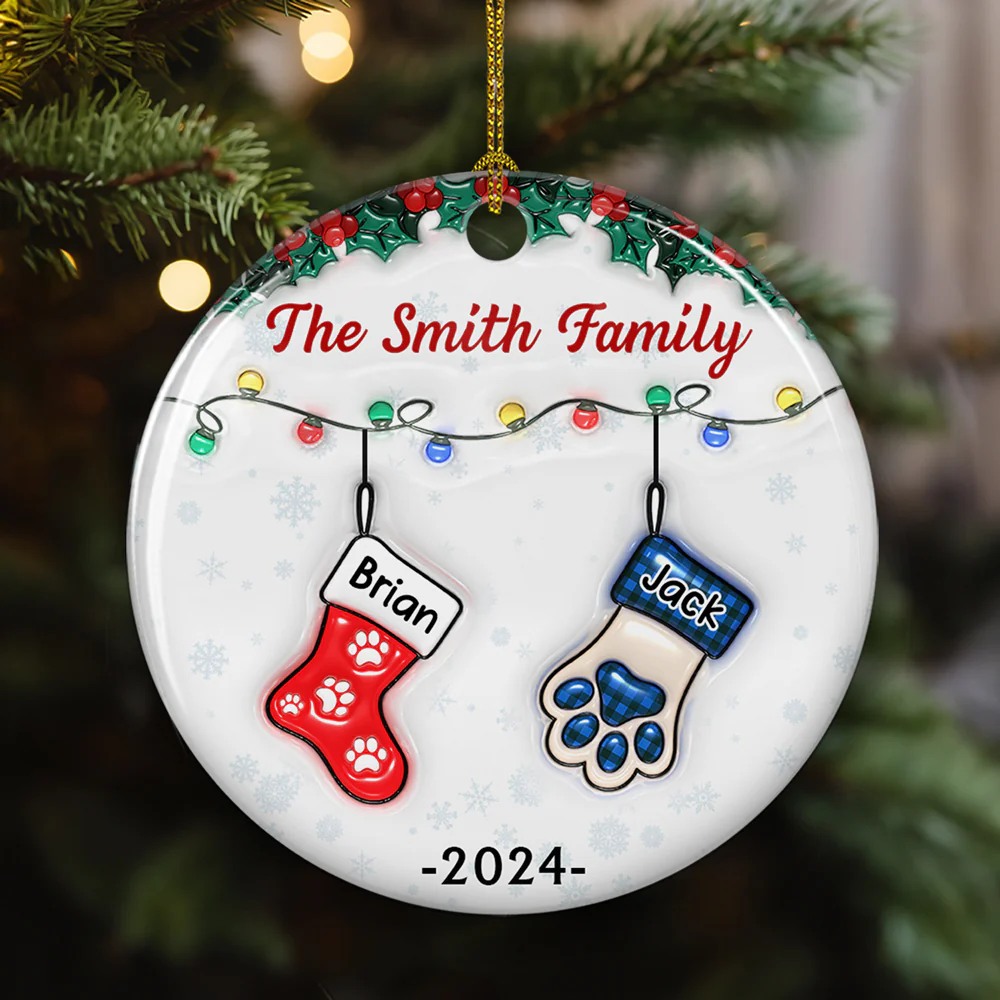 Christmas Together - Personalized Custom 3D Inflated Effect Ceramic Ornament - Image 4