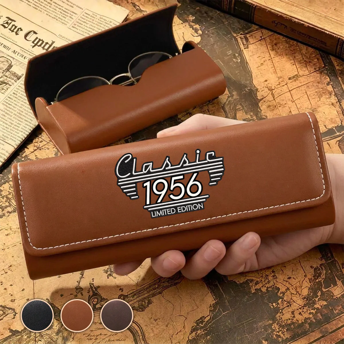 Classic Edition Dad - Personalized Custom Leather Eyeglass Case - Image 2