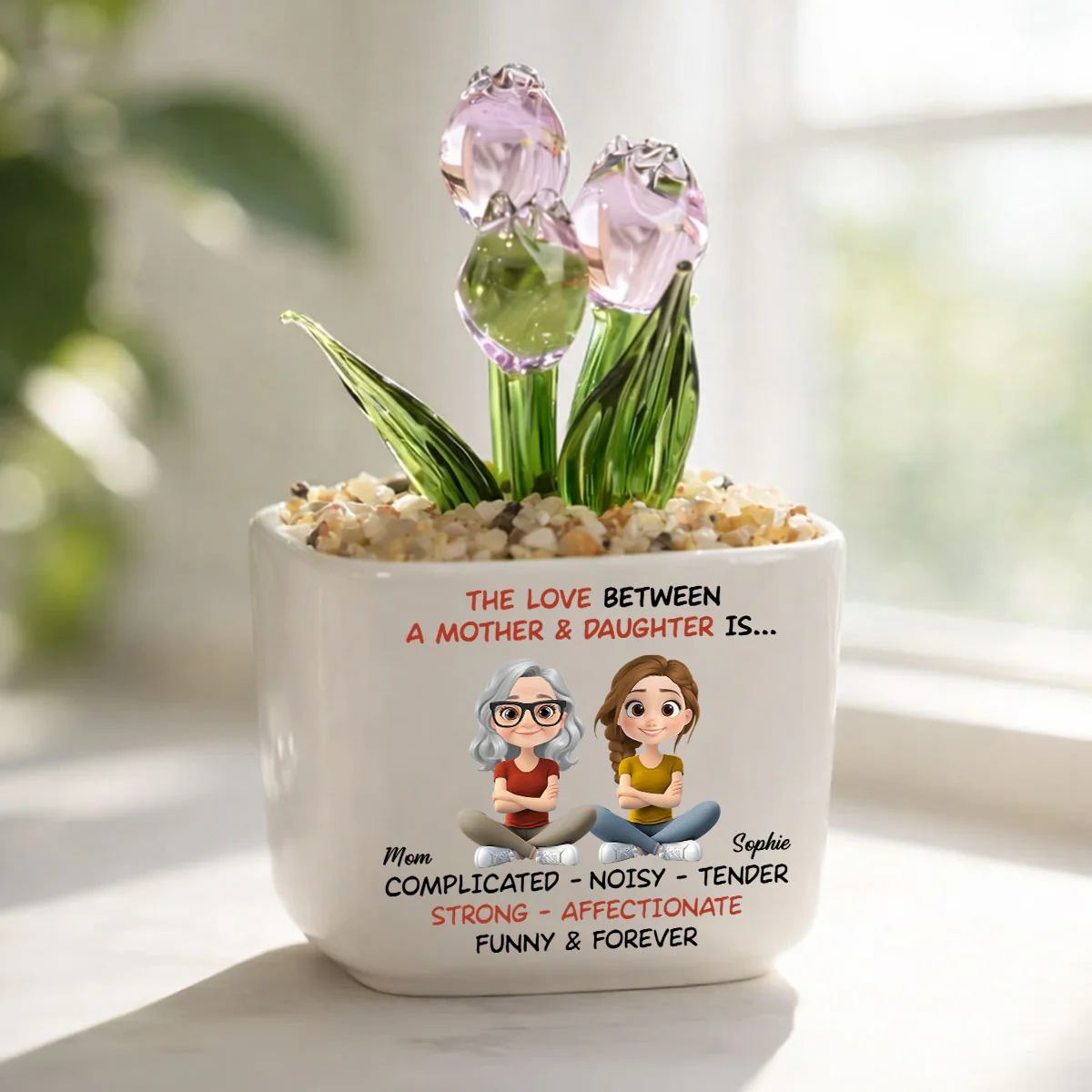 Complicated Noisy Tender - Personalized Custom Glass Everlasting Tulips - Image 2