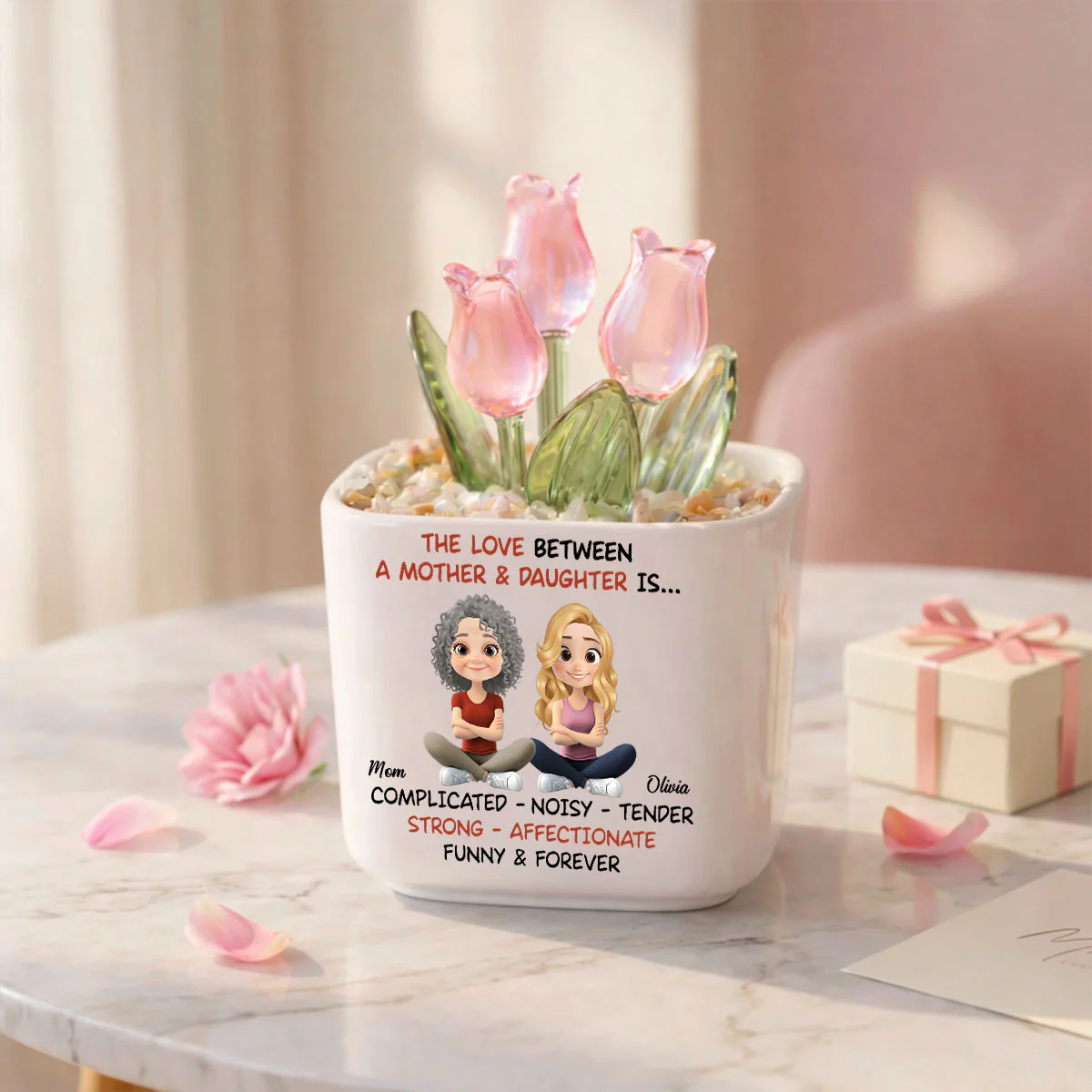 Complicated Noisy Tender - Personalized Custom Glass Everlasting Tulips - Image 4