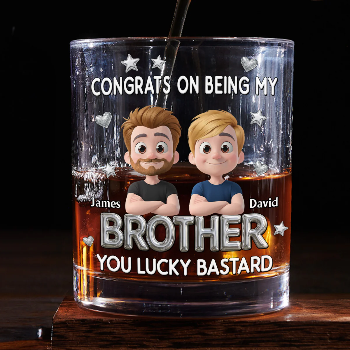 Congrats My Brother 2 - Personalized Custom Whiskey Glass - Image 3