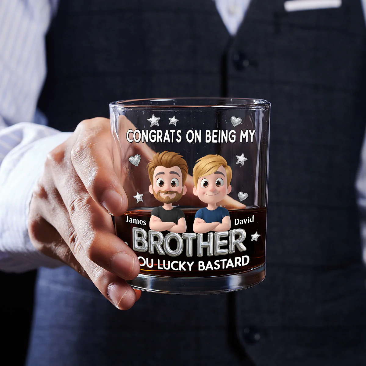 Congrats My Brother 2 - Personalized Custom Whiskey Glass - Image 4