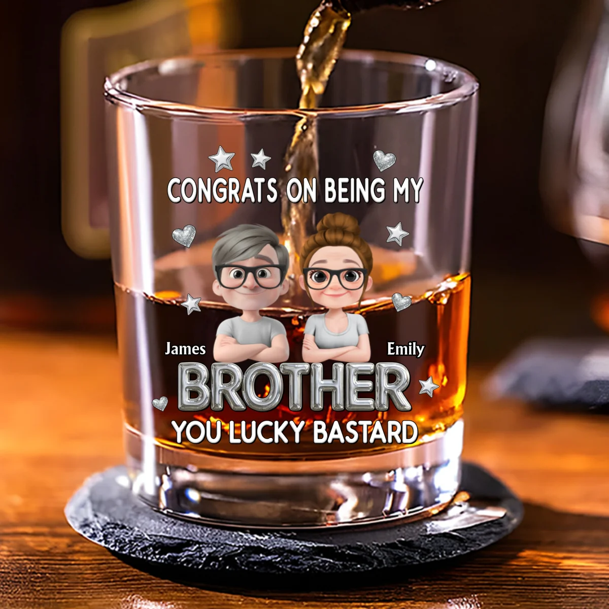 Congrats My Brother 2 - Personalized Custom Whiskey Glass - Image 5