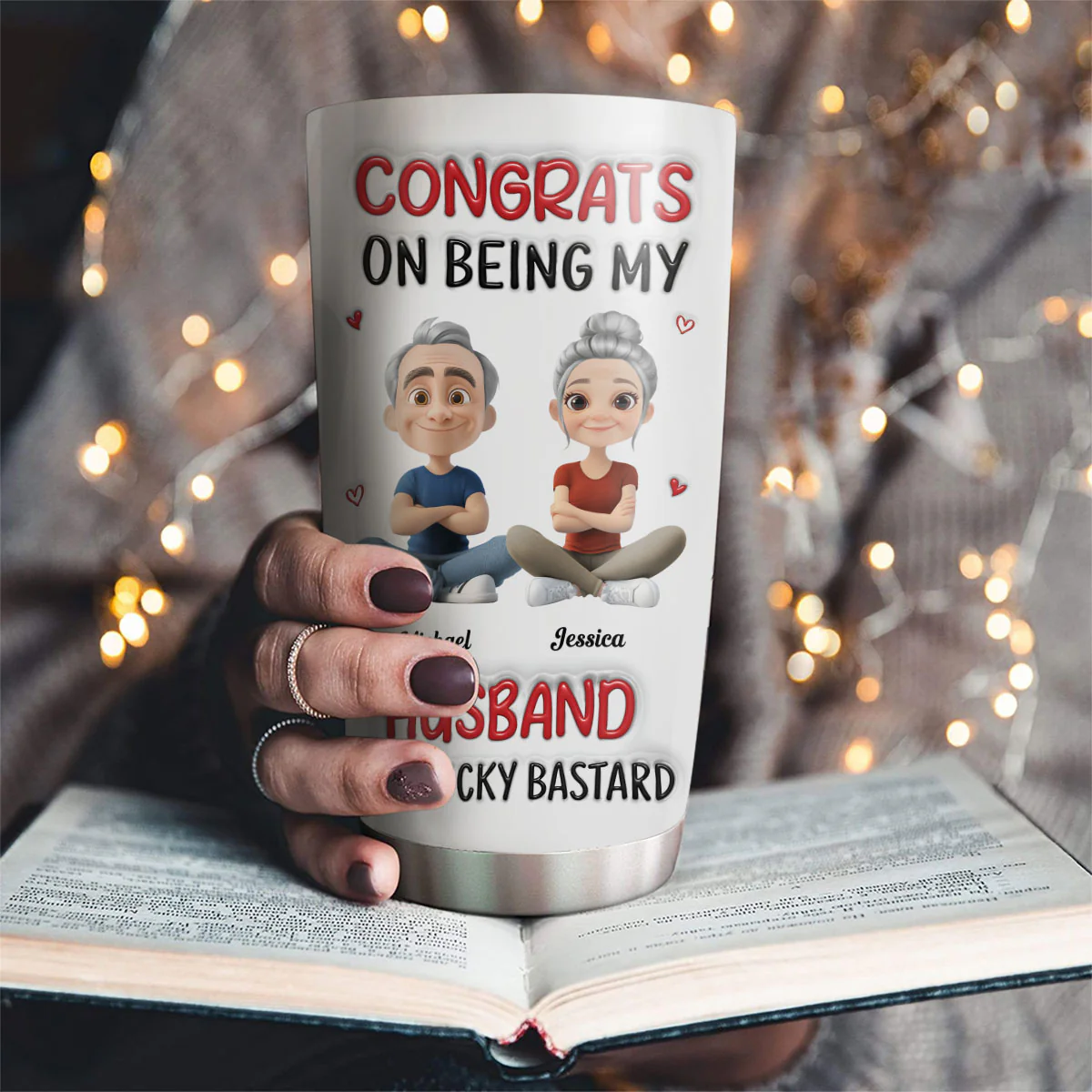 Congrats My Husband - Personalized Custom 3D Inflated Effect Tumbler - Image 4