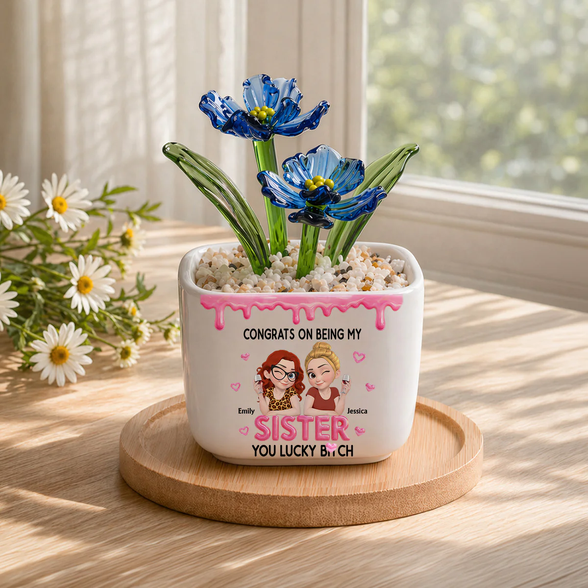 Congrats My Sister - Personalized Custom Glass Birth Month Flower