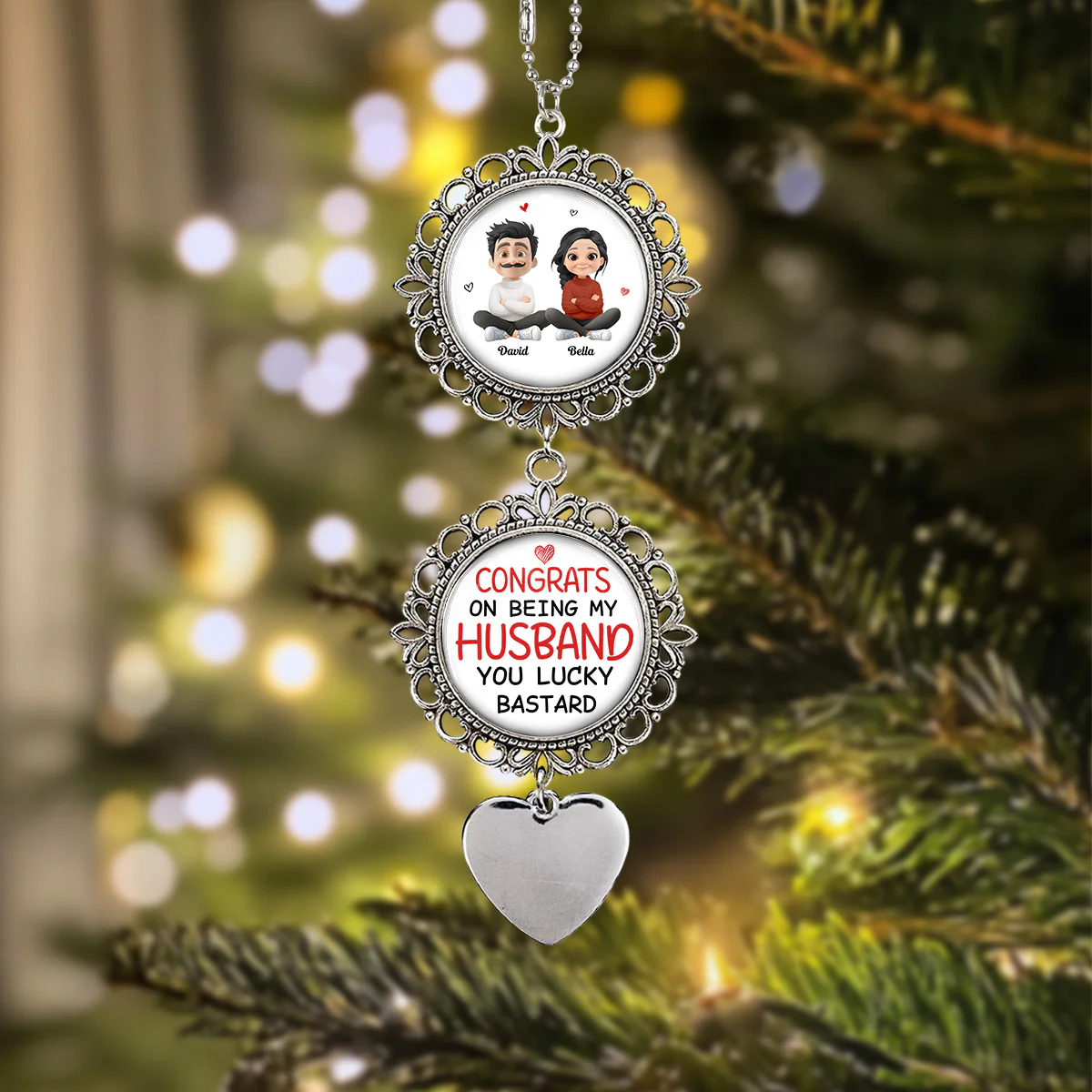 Congrats On Being My Husband - Personalized Custom Charming Ornament - Image 2
