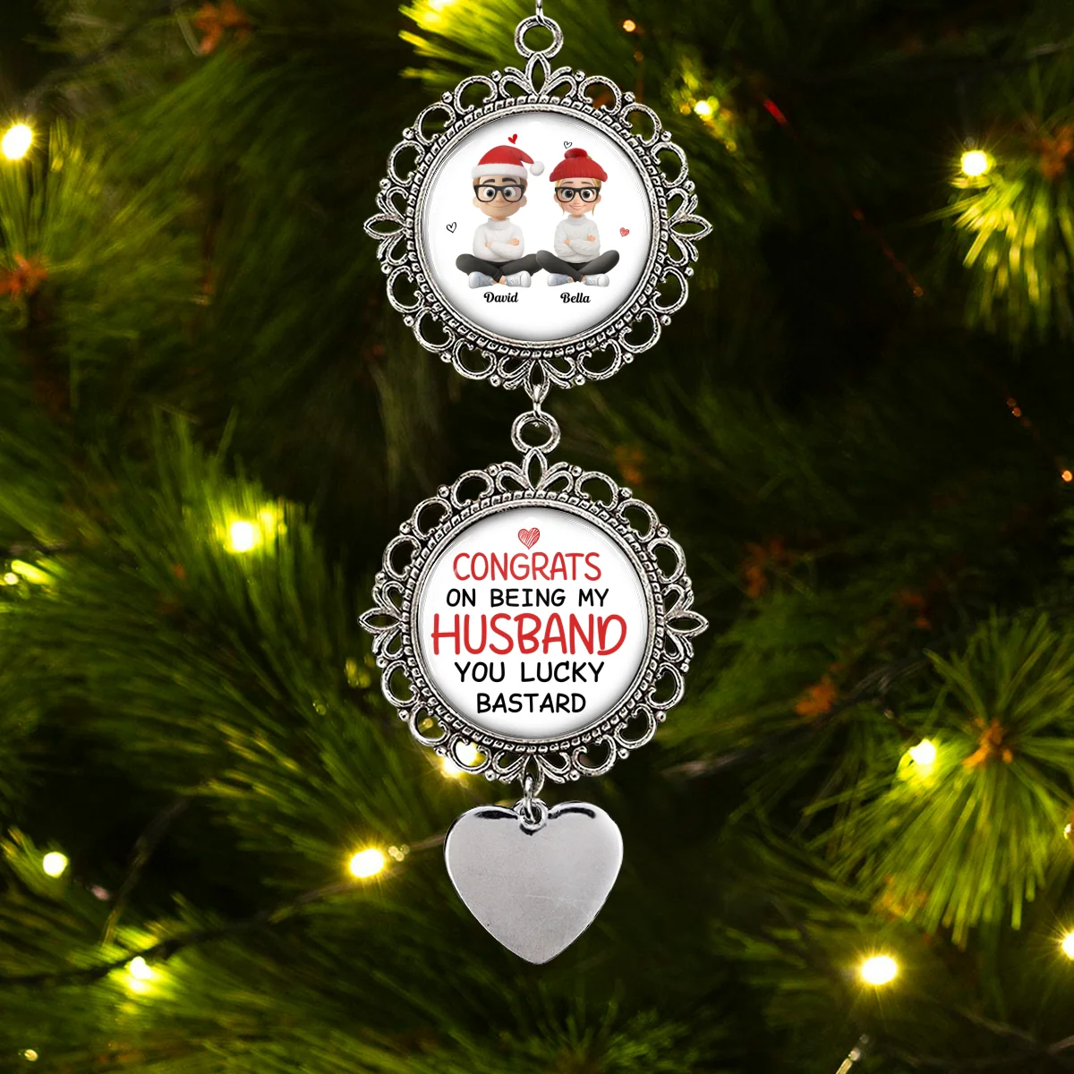 Congrats On Being My Husband - Personalized Custom Charming Ornament - Image 7