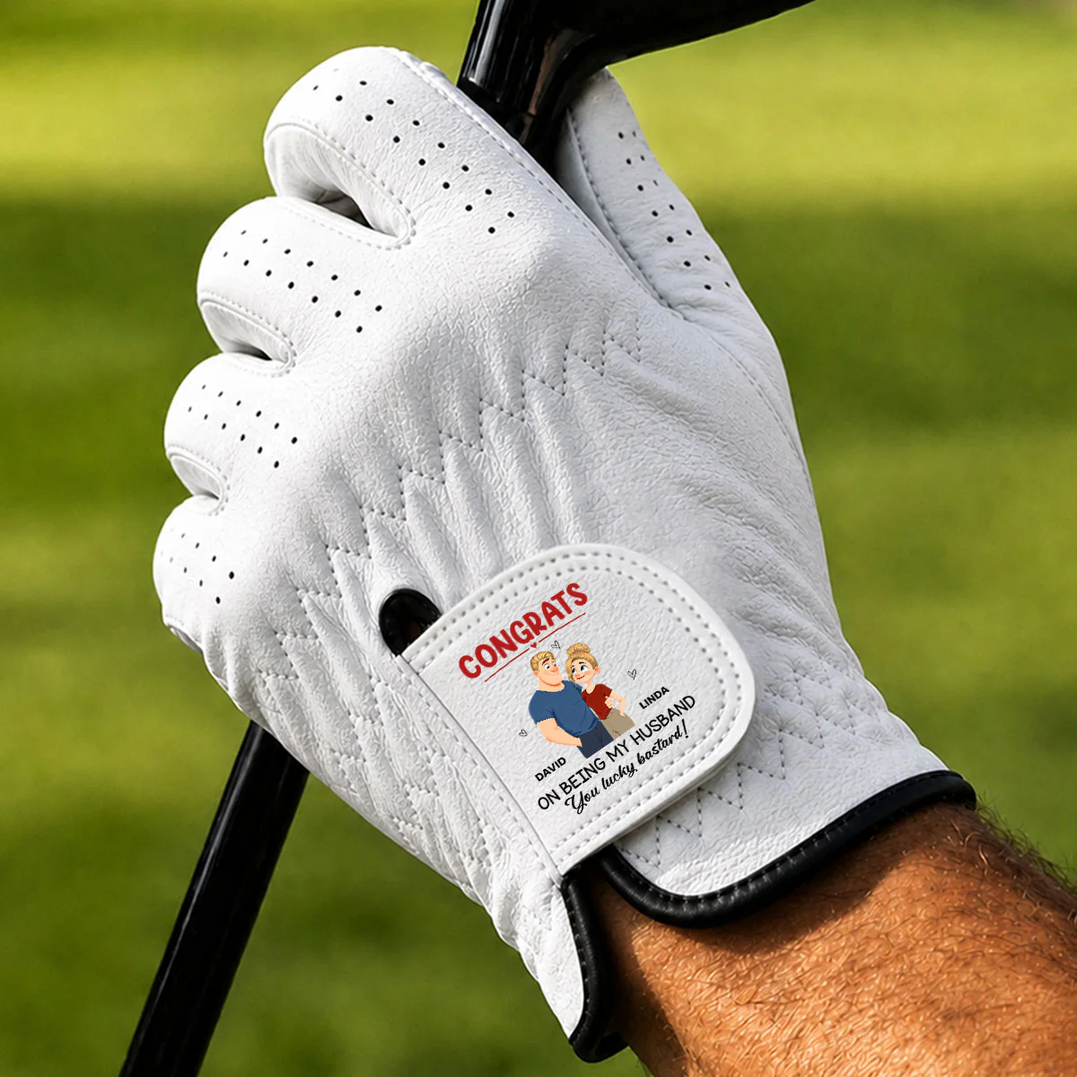 Congrats On Being My Husband - Personalized Custom Golf Glove