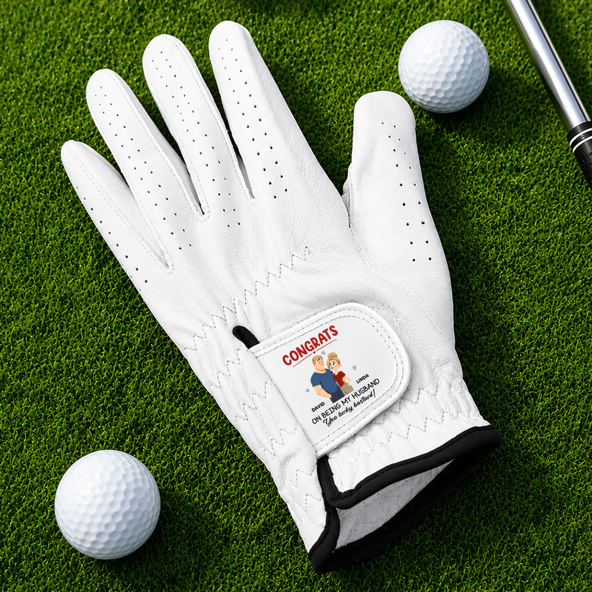 Congrats On Being My Husband - Personalized Custom Golf Glove - Image 2