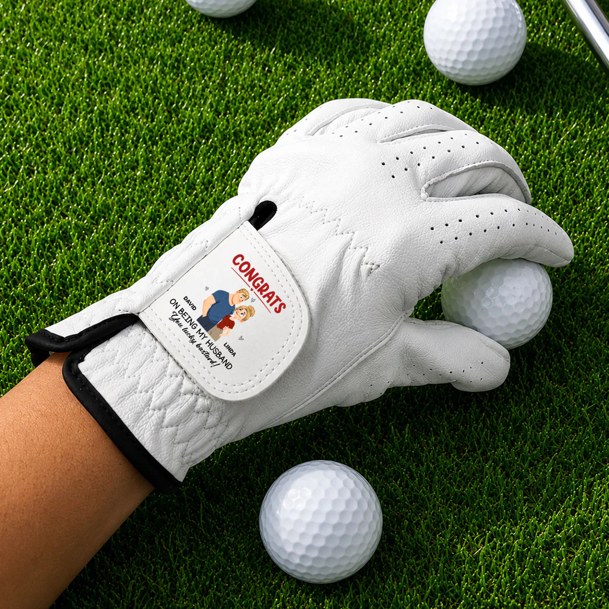 Congrats On Being My Husband - Personalized Custom Golf Glove - Image 3
