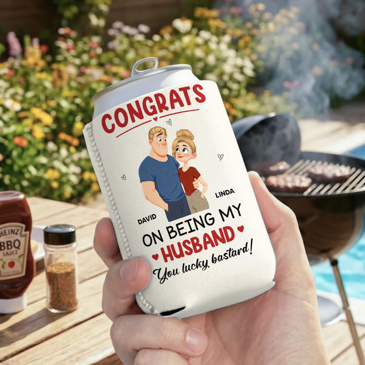 Congrats On Being My Husband - Personalized Custom Skinny Can Cooler - Image 3