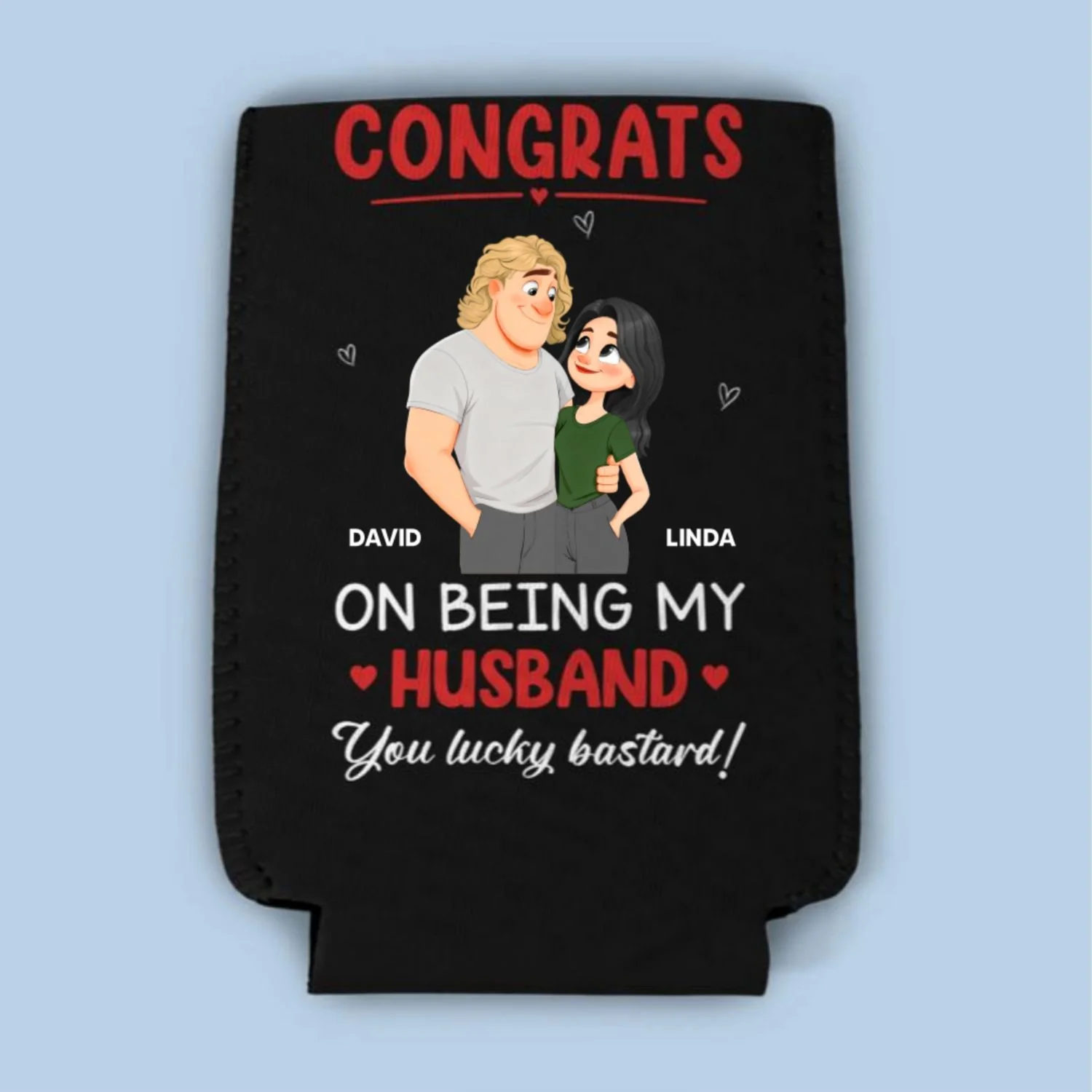 Congrats On Being My Husband - Personalized Custom Skinny Can Cooler - Image 7