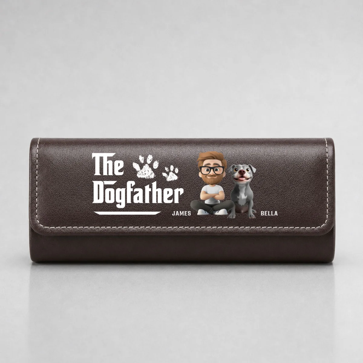 Cool Dog Father - Personalized Custom Leather Eyeglass Case - Image 8