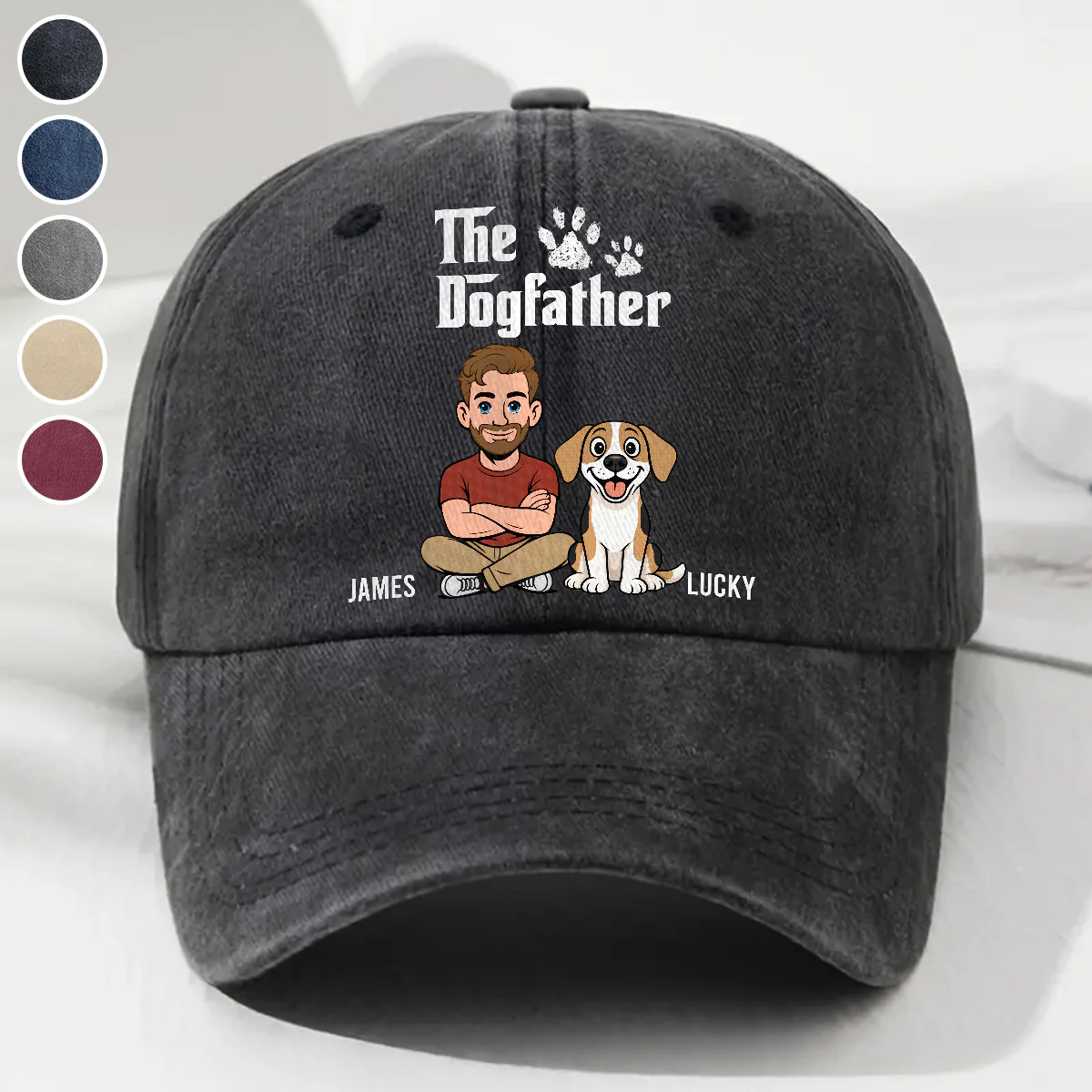 Cool Dog Father Retro - Personalized Custom Vintage Washed Denim Cap