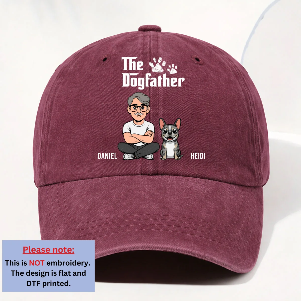 Cool Dog Father Retro - Personalized Custom Vintage Washed Denim Cap - Image 10
