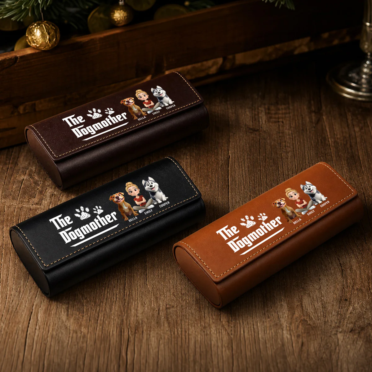 Cool Dog Mother - Personalized Custom Leather Eyeglass Case - Image 2