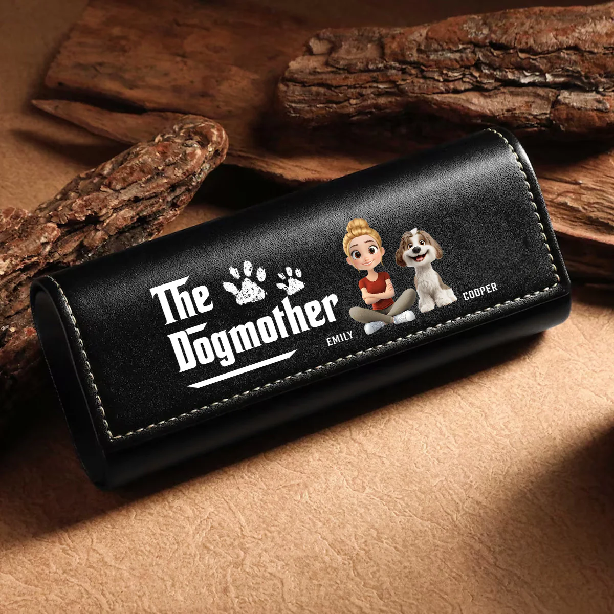 Cool Dog Mother - Personalized Custom Leather Eyeglass Case - Image 4